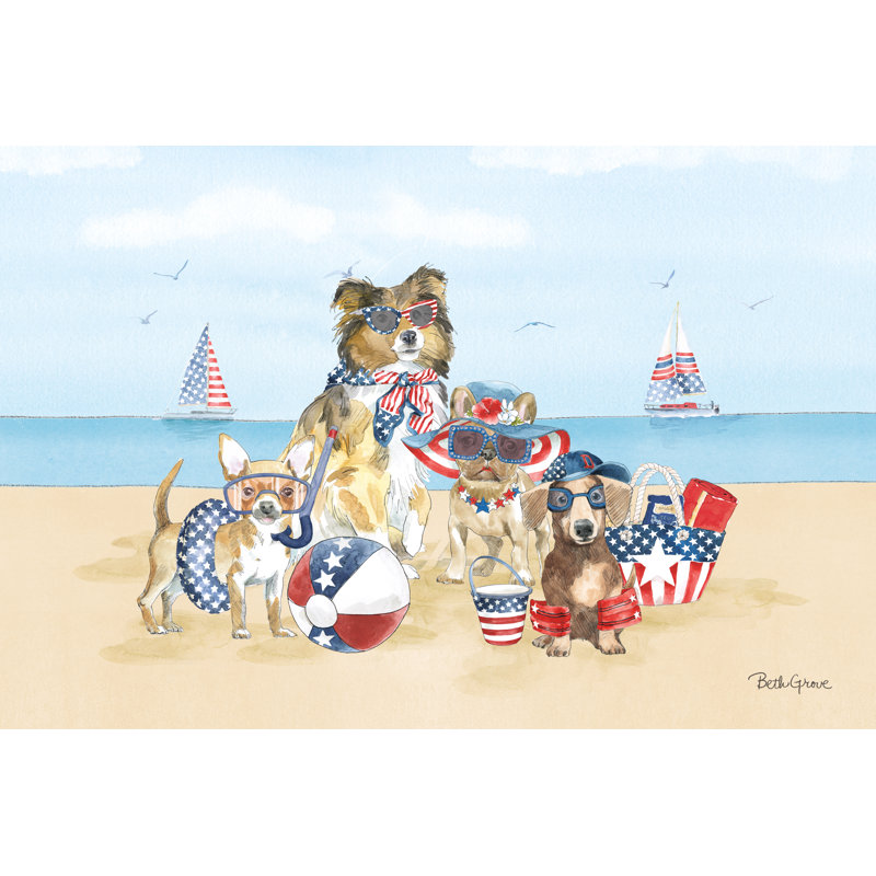 Patriotic Paws I by Beth Grove - Wrapped Canvas Print, 81cm H x 122cm W 