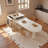One-Piece Extendable Cream-Style Stone Countertop Kitchen Island with Four Chairs