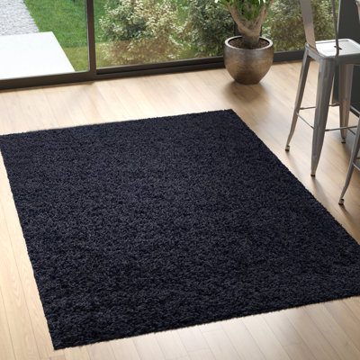 Esterly Shaggy Black Area Rug
