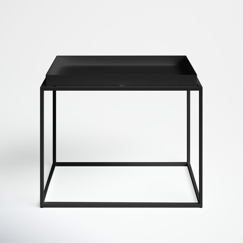 Ivan Stainless Steel Tray Top End Table, Black