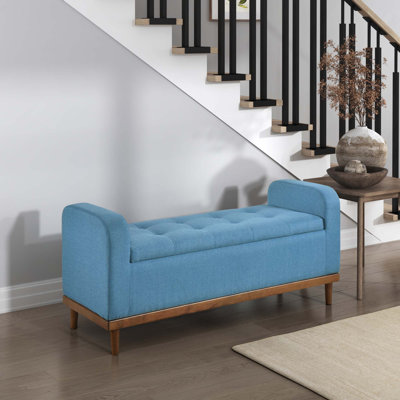 Banc de rangement rembourré et capitonné Mid-Century