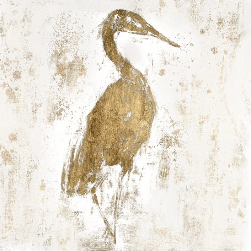 Gilded Heron I by Jennifer Goldberger - Wrapped Canvas Painting, 91cm H x 91cm W