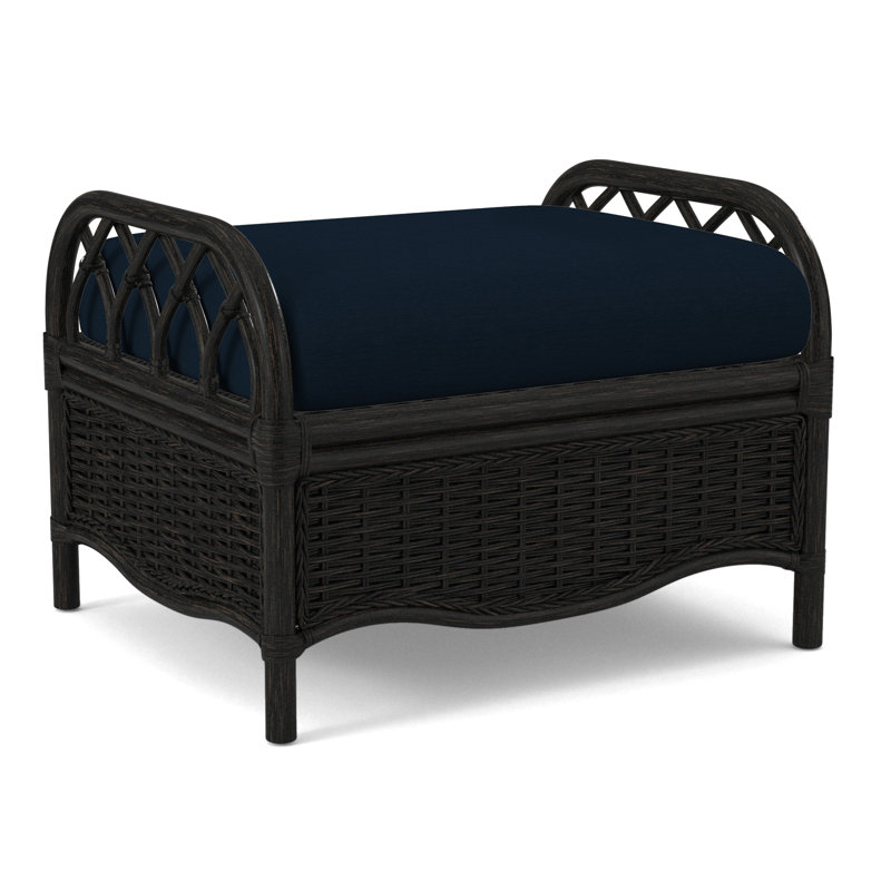 Everglade Ottoman, Beige Performance Fabric; 0851-73, Antique Black