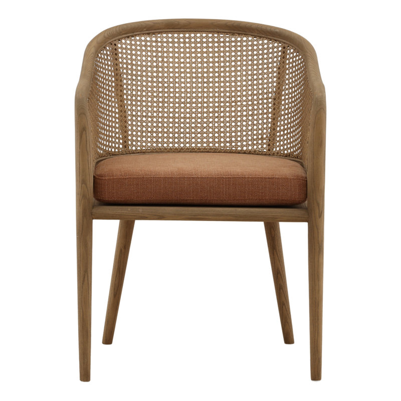 Camile Dining Chair Beige, Rust Cushion