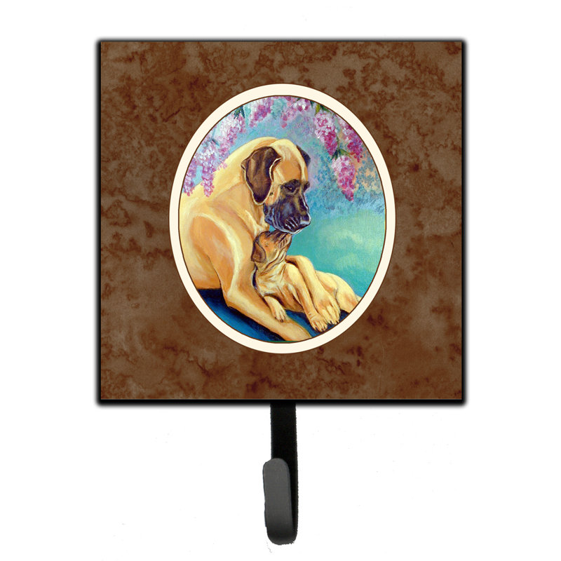 Organisateur de clés murales avec crochets clés french bouledogue Pelin, Brun/bleu/rose, Grand danois et chiot