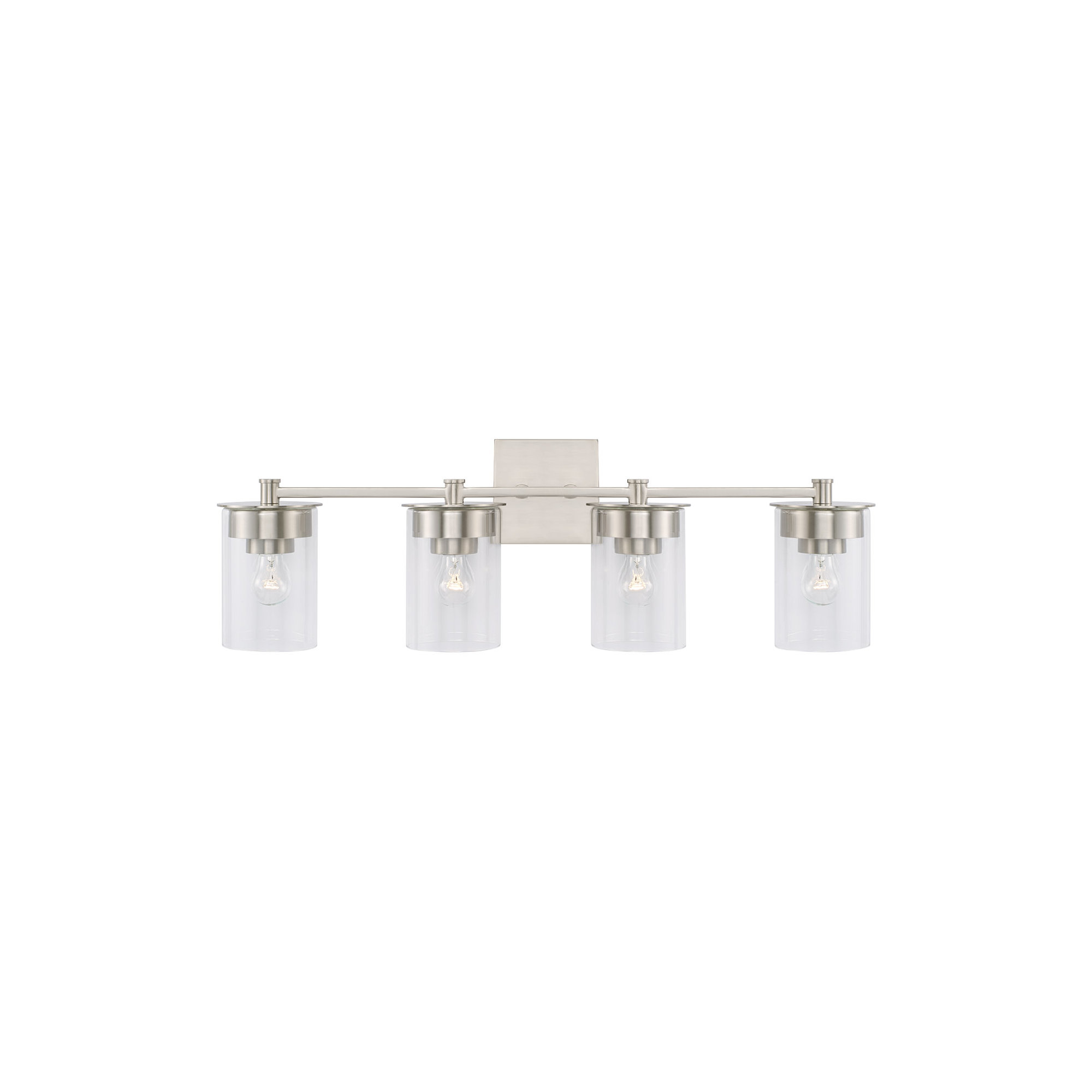 Elstone 4 Light Transparent Dimmable Vanity Light, Brushed Nickel