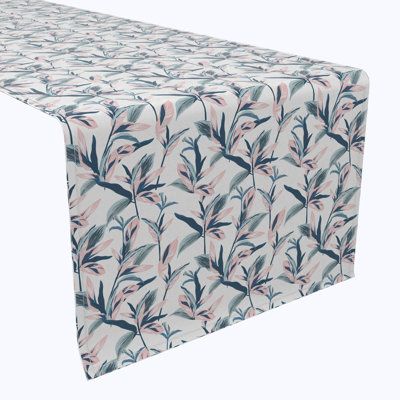 Rectangular Tablecloth, 100% Cotton, 52X104", Pastel Tropical Leaves