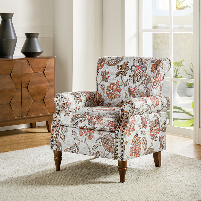 Fauteuil avec garniture cloutée et pieds tournés, Polypropylène / oléfine rose
