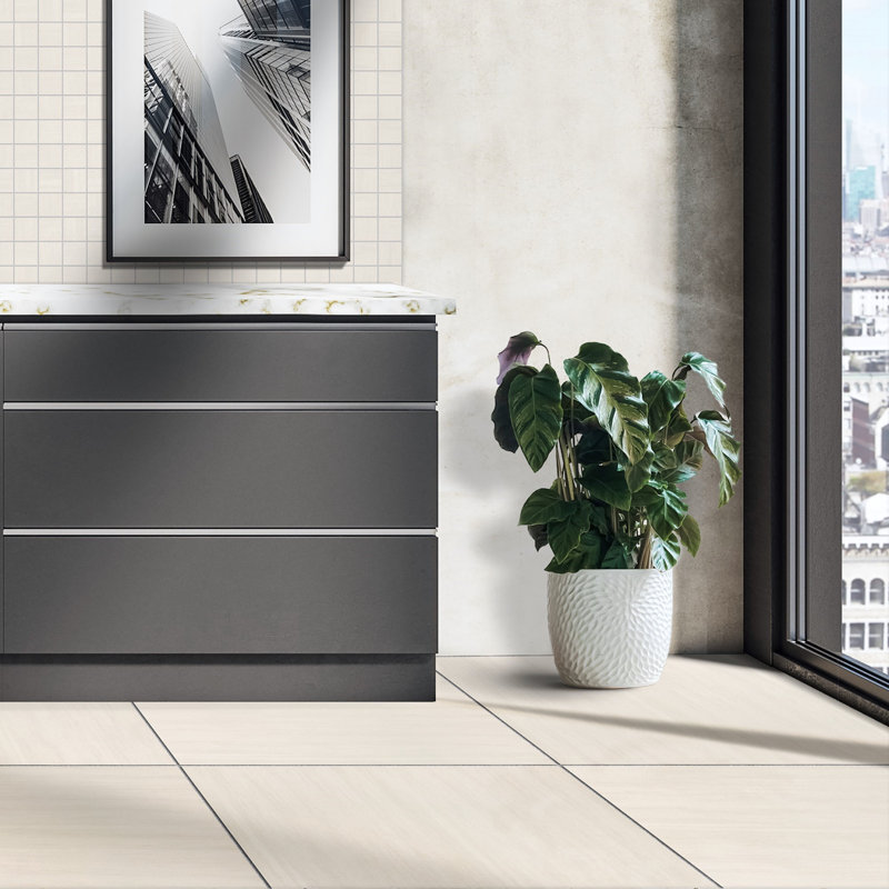 Refinery 24'' W x 24'' L Porcelain Singular Tile, Cotton