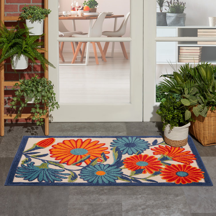 Weyland Floral Power Loom Blue/Orange Indoor/Outdoor Patio Rug World Menagerie Rug Size: Rectangle 12' x 15