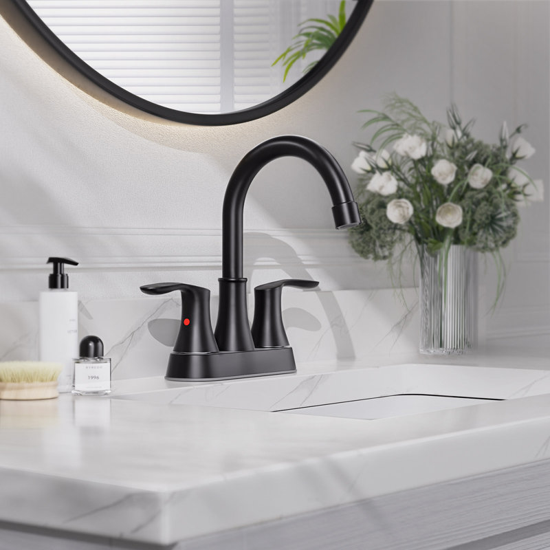 NO 2-handle Bathroom Faucet with Drain Assembly, Matte Black