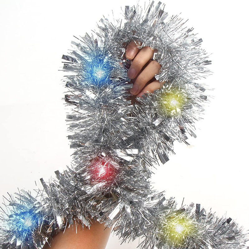 33 Ft Silver Hanging Garland with 100 Multicoloured Battery Operated LED String Lights