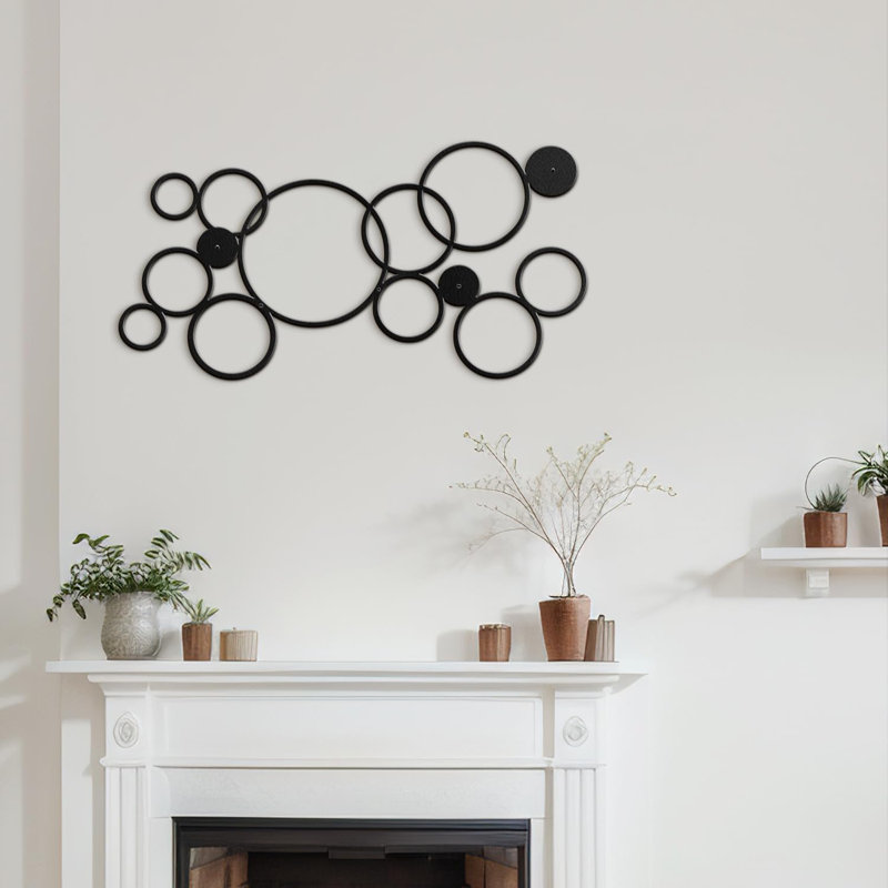Décoration murale en métal, Noir, H 12 po x l 24 po x P 0,05 po