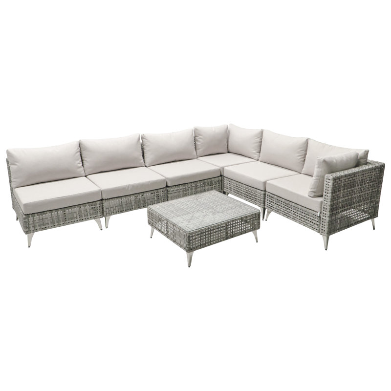 7 Piece Rattan Sectional Seating Group With Cushions