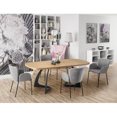 Akyiah Extendable Metal Base Dining Table