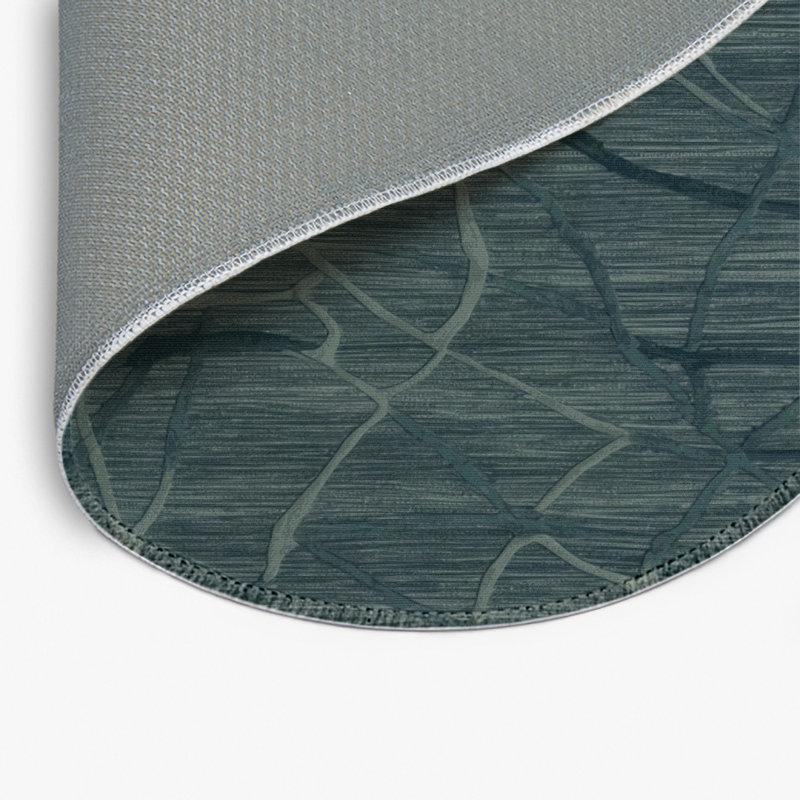 Tapis gris abstrait intérieur et extérieur, Rond 5 pi