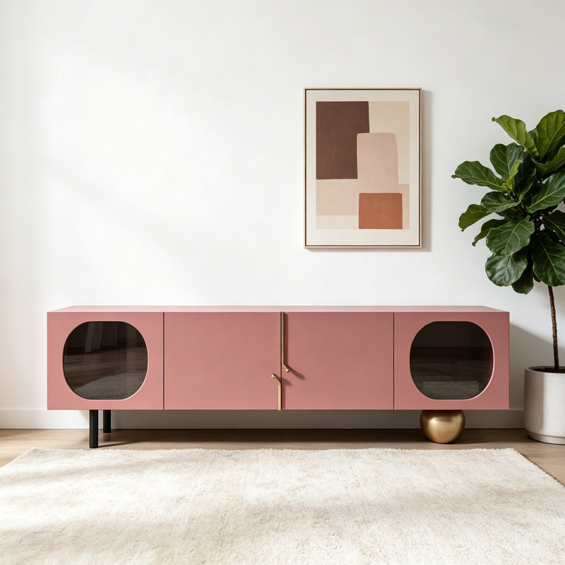 Meuble télé moderne et artistique, Rose