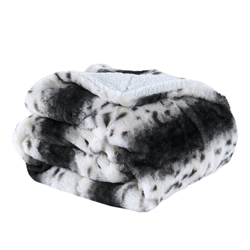 Couverture en fausse fourrure Citraka, L 60 po x l 50 po, Noir