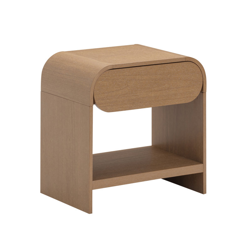 Table de chevet arquée avec tiroir en chêne chaud, Chêne chaud