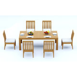 8 Seats 9 Pcs Grade-A Teak Wood Dining Set: 86" Canberra Rectangle Table And 8 Caranas Armless Chairs #11Ca1900