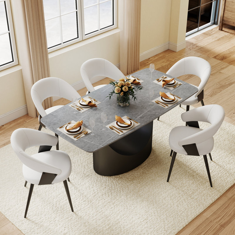 Table de salle à manger Aliyas, Noir, Gris, H 29,53 po x L 70,9 po x l 35,4 po