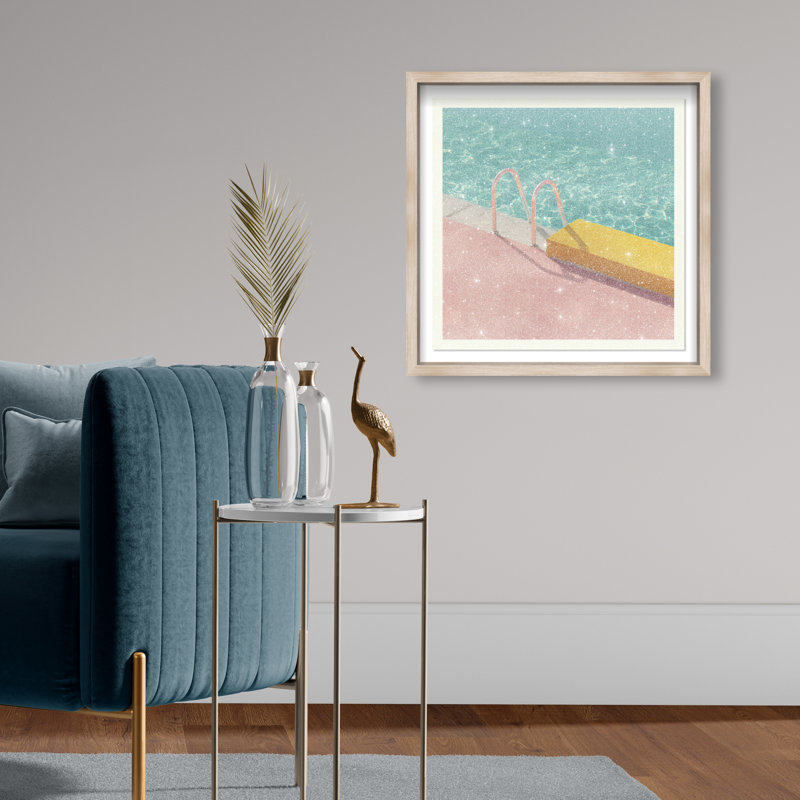 Poolside Symmetry II Shadowbox Nautical & Beach Print by Oliver Gal, Black Frame, 12 x 12, Natural Oak Shadowbox