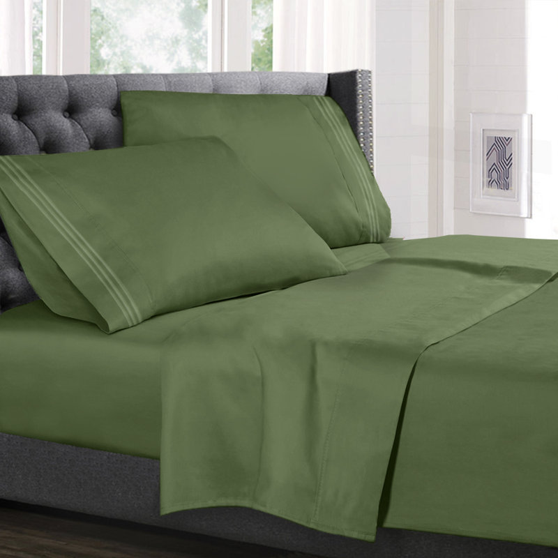 Microfiber Sheet Set, Calla Green, Short Queen Sheet Set+Fitted Sheet+2 Pillowcases