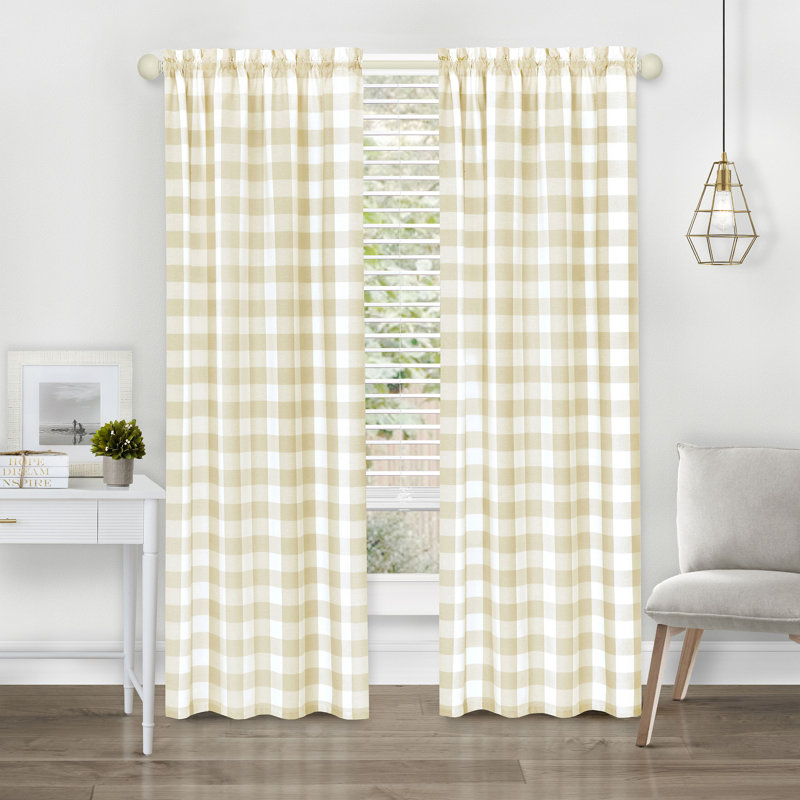 Panneau de rideau simple semi-diaphane avec passe-tringle Antheia, Brun clair, l 42 po x L 63 po