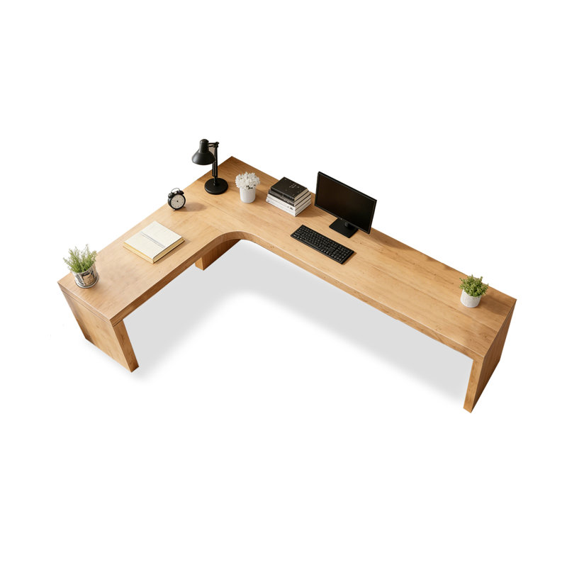 Bureau en bois de pin massif, Retour à gauche, H 29,53 po x l 86,61 po x P 55,12 po