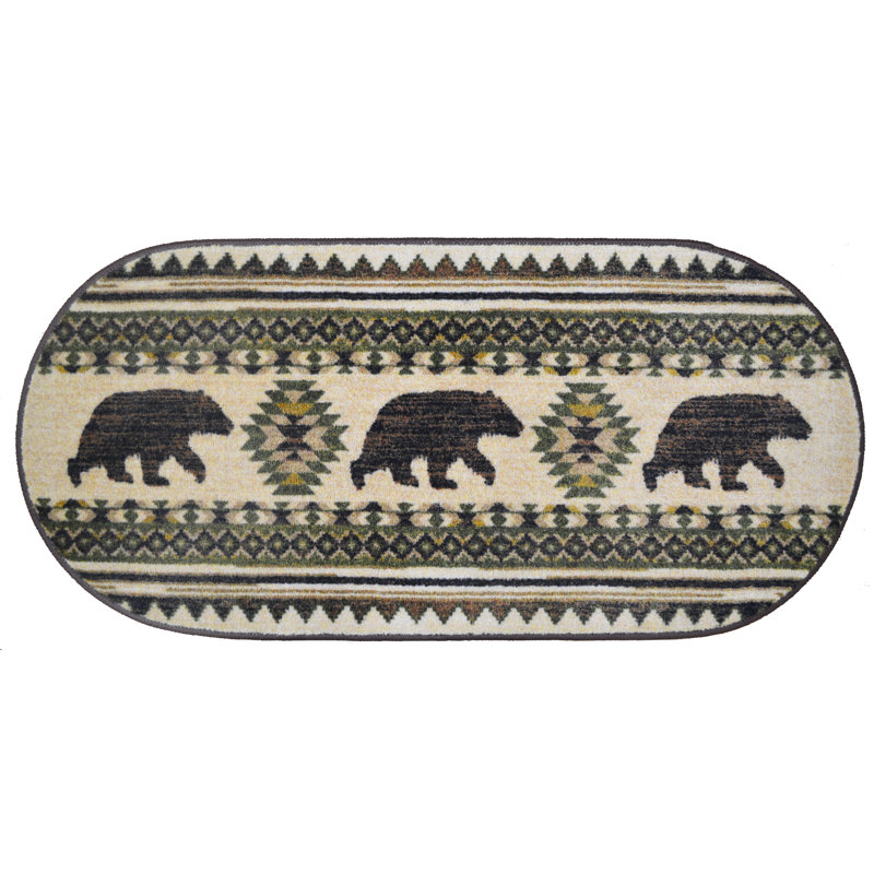 Tapis de cuisine Herndon, Ovale 1 pi 8 po x 3 pi 8 po, Beige clair