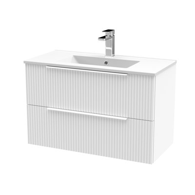Fluted 800mm Single Bathroom Vanity with Drop In Vitreous China Basin