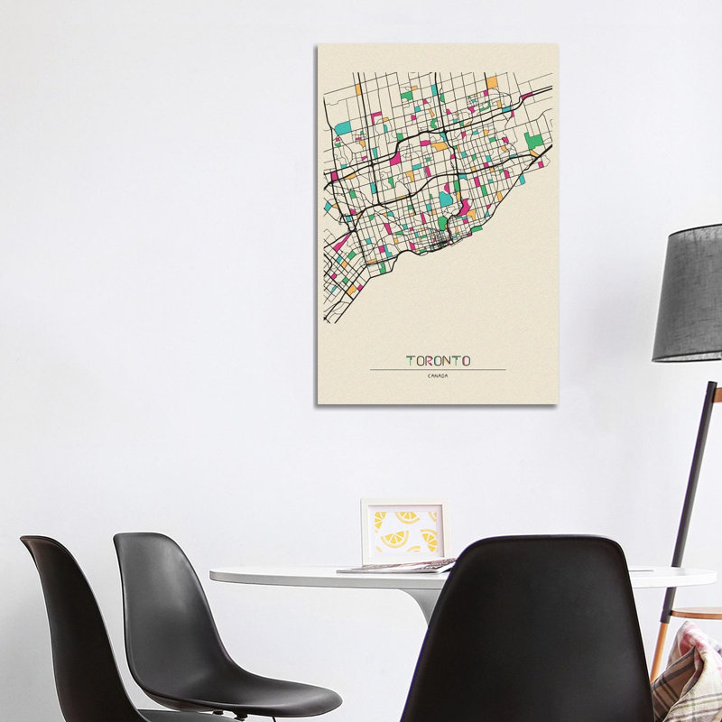 Toronto, Canada Map by Ayse Deniz Akerman - Wrapped Canvas Gallery-Wrapped Canvas Giclée, 101.6 cm H x 66.04 cm W x 1.91 cm D