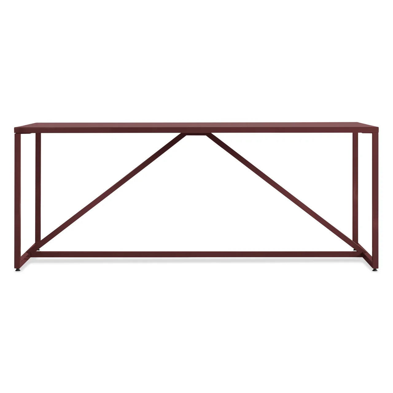 Strut Dining Table, Oxblood, 35" W x 75" L, Standard (29" Height)