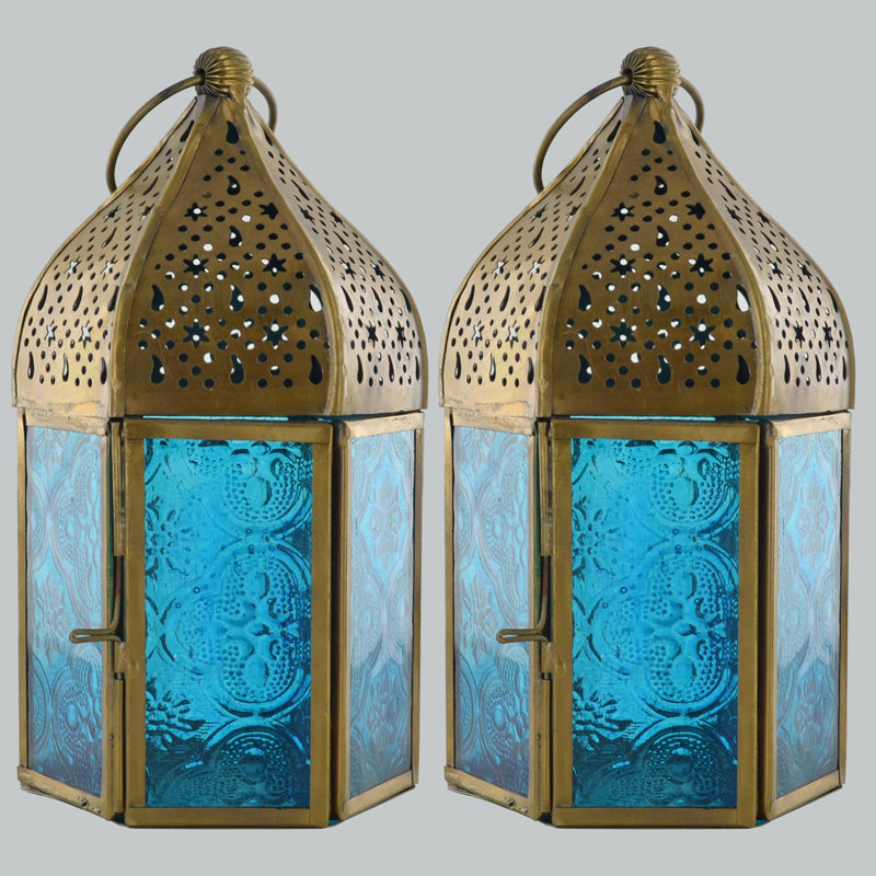 2 Piece Metal Tabletop Lantern Set