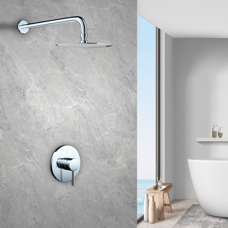 Système de douche à pluie mural rond Topcraft 10 pouces Topcraft, Chrome chrome