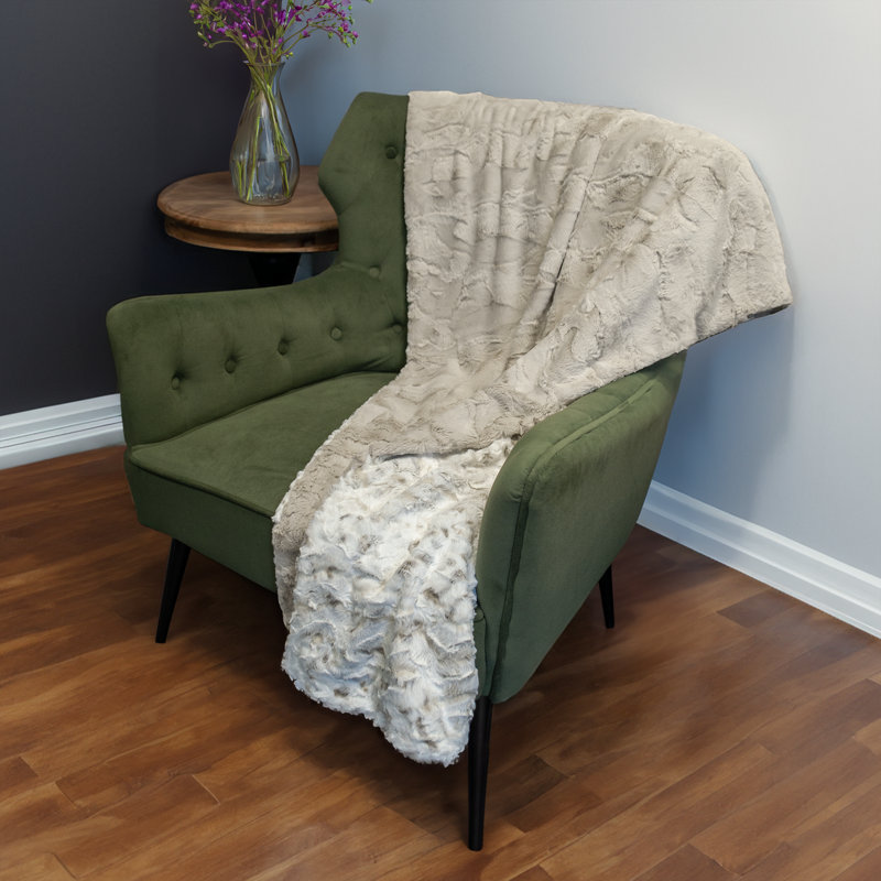 Thomas Collection® Praline Arctic Owl Reversible Faux Fur Plush Throw Blanket Assorted Sizes