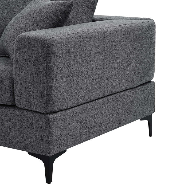Upholstered L-Shaped Sectional Reversible, Gray 100% Polyester
