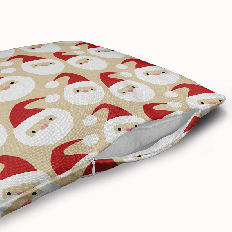 Coussin décoratif avec insert Dancing Santas, H 26 po x l 26 po, Rouge