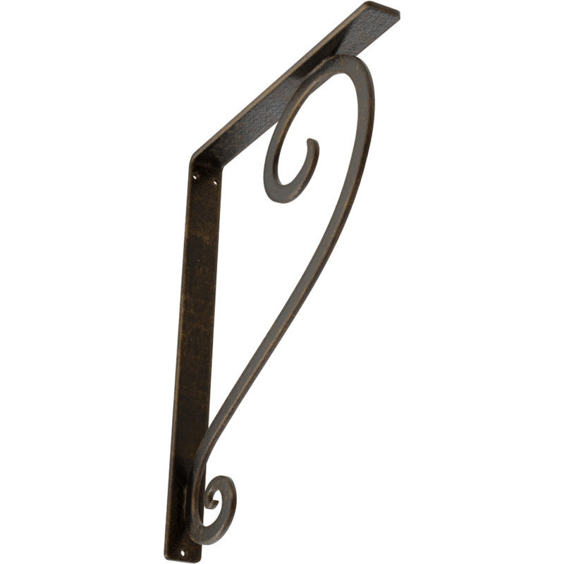 Support en fer forgé Edwards, Laiton antique, H 15 po x l 1,5 po x p 12 po
