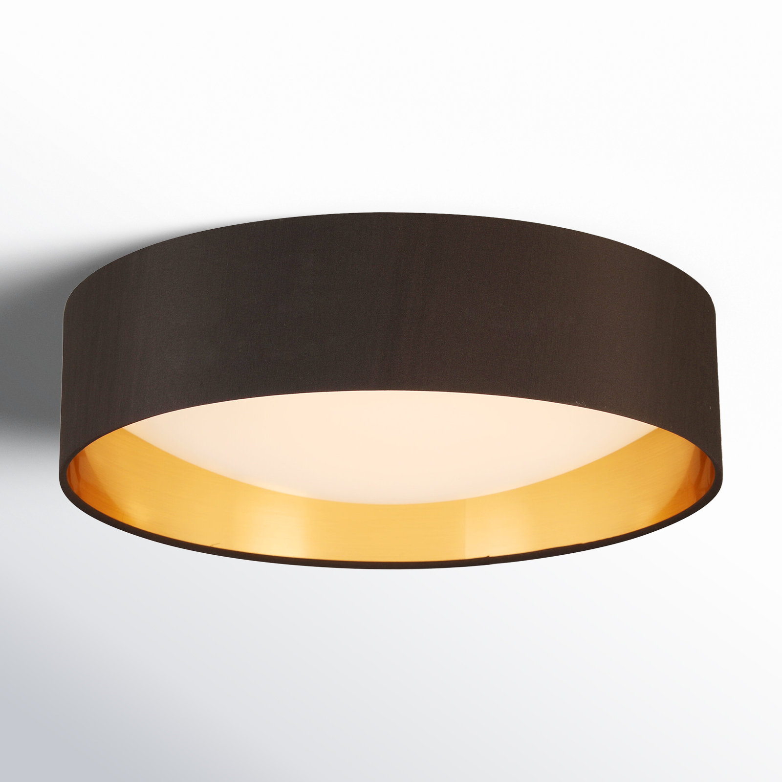 Murphie Single Light Polyester LED Flush Mount, Black/Gold, 4.53" H x 15.94" W x 15.94" D