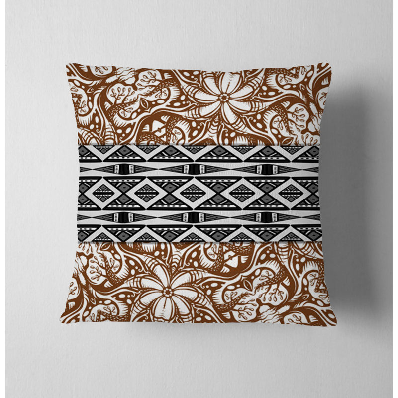 Throw Pillow Cover Only, Motif floral noir / orange 3, H 20 po x l 20 po