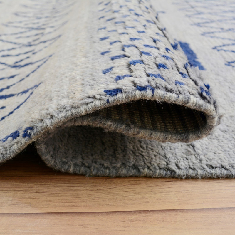 Tapis unique en laine noué à la main gris nouvel âge 7 pi 10 po x 10 pi 4 po Orrtanna