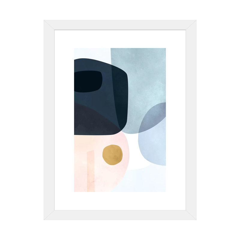 «Gold Monde I» par Victoria Borges - impression d'art graphique, H 24 po x l 16 po x P 1 po, Papier encadré blanc, Blanc