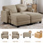 Canapé d'angle modulaire moderne, couleur chenille camel, 2 places réglables avec 2 poufs