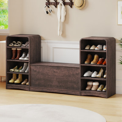 Banc de rangement à chaussures en forme de U de 160 cm avec armoire