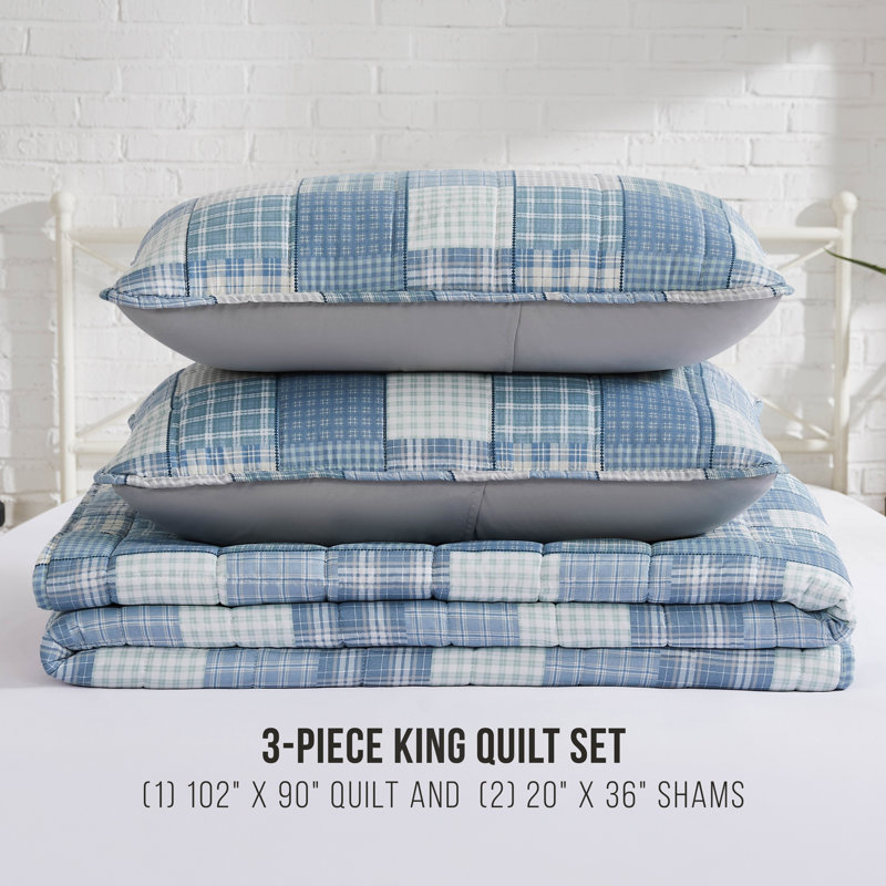 Lucky Brand Plaid Patchwork Reversible Quilt Sets, King