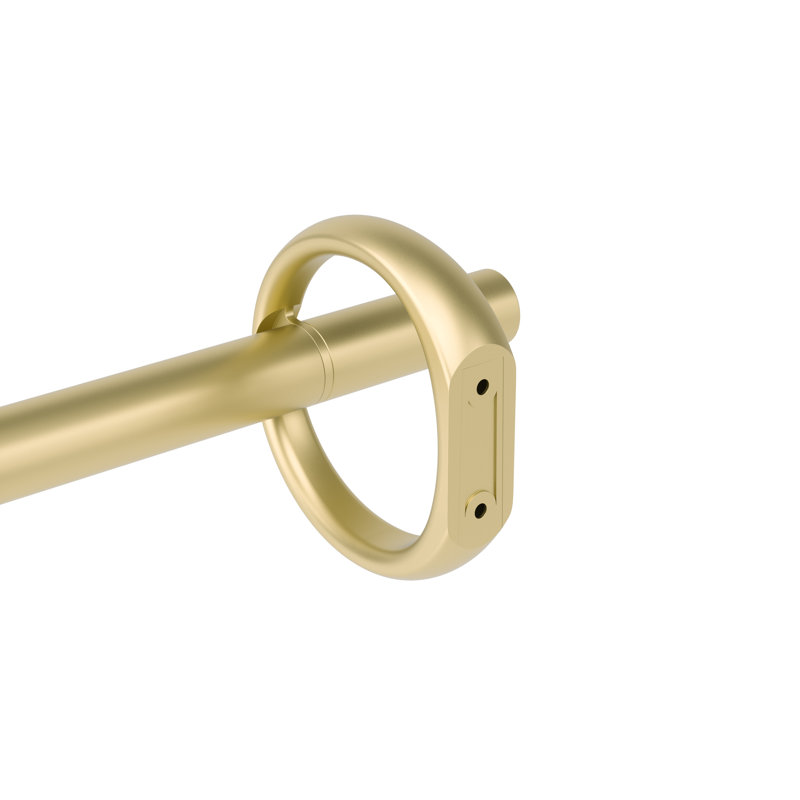  1" Adjustable Single Curtain Rod, Includes Finials, Brackets & Hardware, 42" to 120", Gold