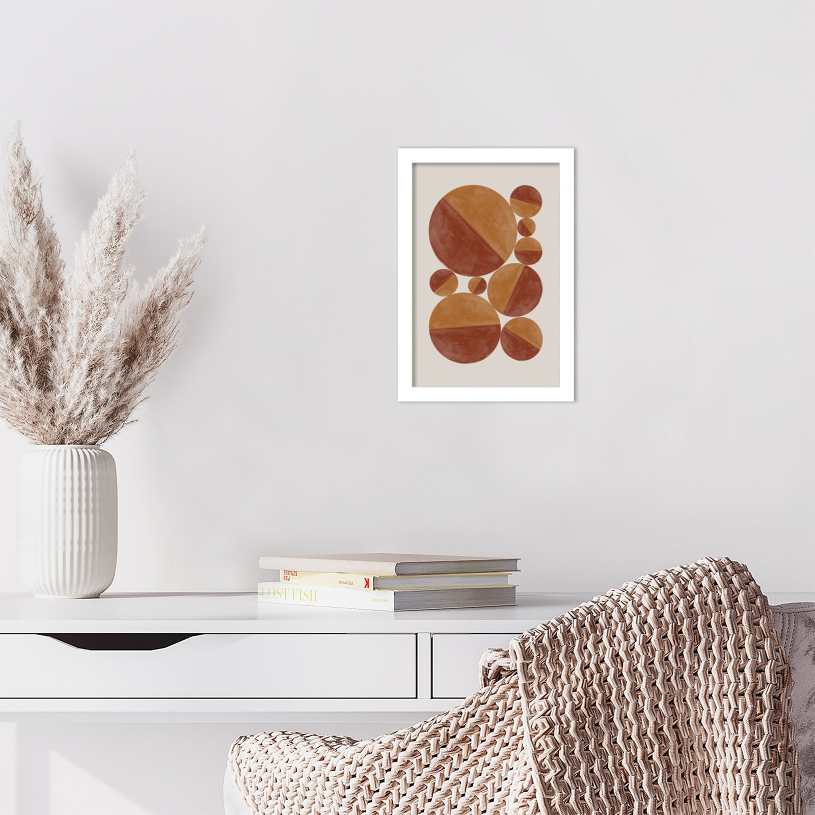 Paley "Burnt Orange Bols" Print, White, 13" H x 9" W