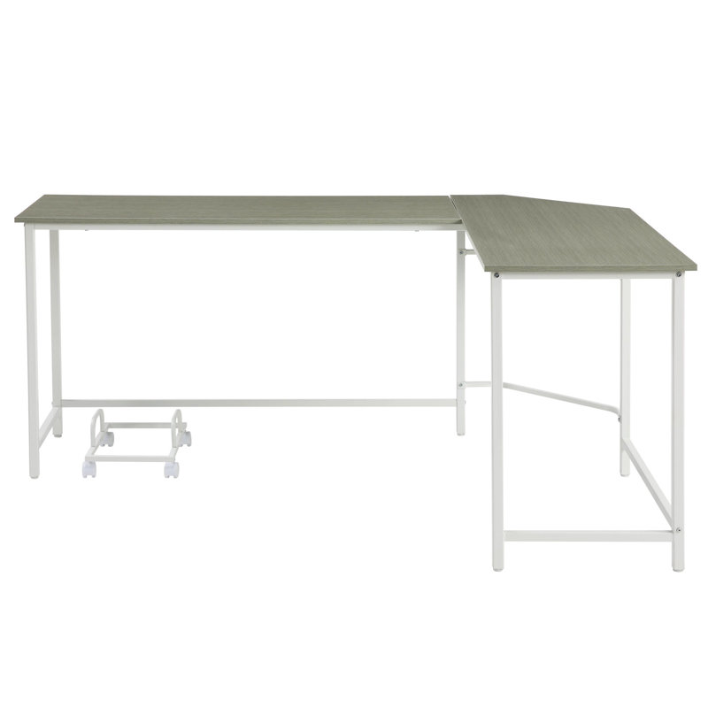 Gray & White L-shape Study Desk With Bevel Edge - Build Computer Sleek, Gray/White