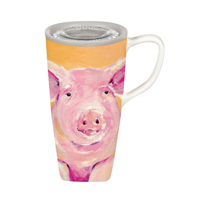 Tasse de voyage en céramique 17 Oz Pig portrait